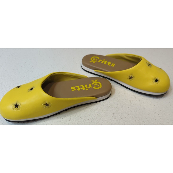 Critts Women's 3 Yellow Star covered flip flop thong sandal nonslip Vibram sole - Picture 5 of 7